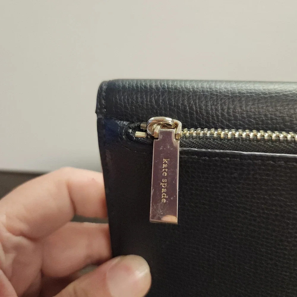 Kate Spade New York Darcy Leather Clutch Wallet Wristlet Pebbled Black
